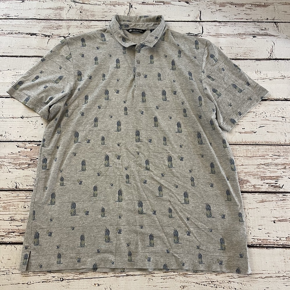 Travis Mathew Havana Nights Polo Shirt‎ Mens 2XL Gray Collared PGA Scottsdale